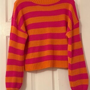 SHEIN Vibrant Pink and Orange Striped Sweater